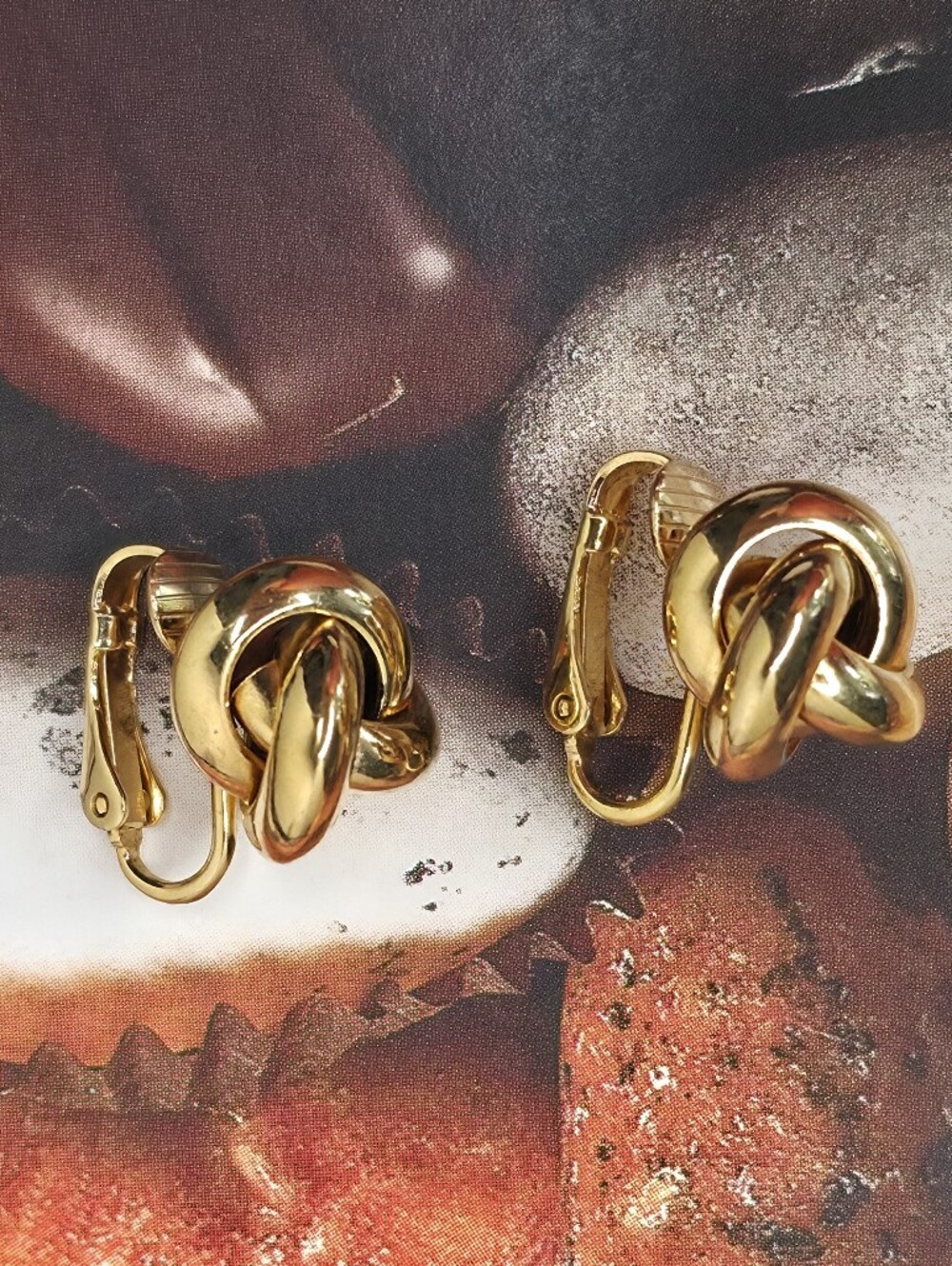 Vintage Gold Knot Clip-On Earrings